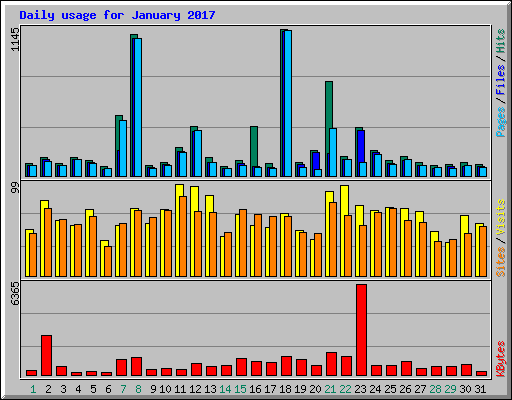 Daily usage for January 2017